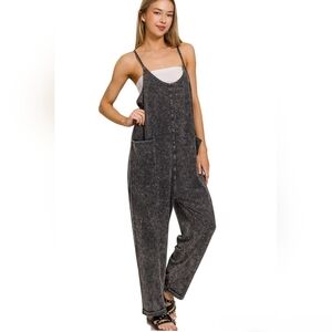 Zenana Oversized Onesie Jumpsuit with Pockets Size L/XL